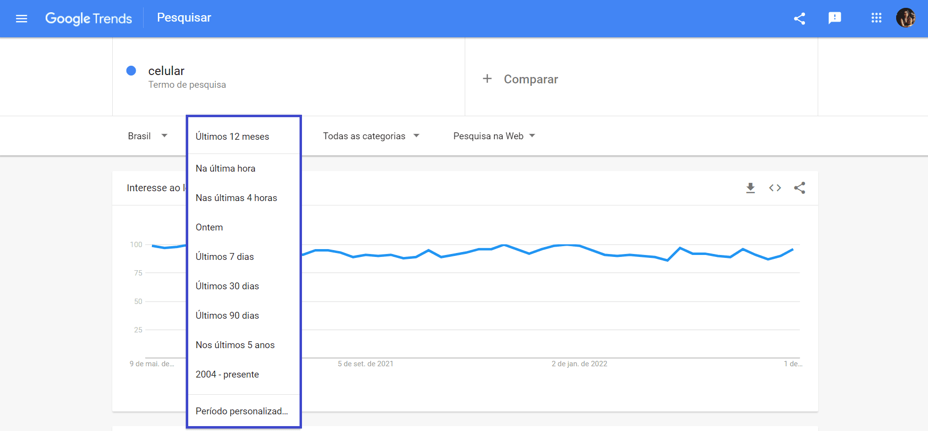 Como usar o Google Trends - Filtre os campos